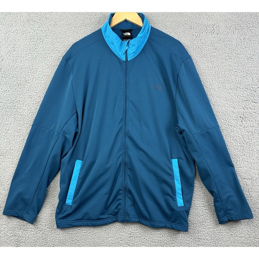 The North Face Wayroute Full Zip Grid Fleece Jacket Teal Blue Mens XXL NF0A5364